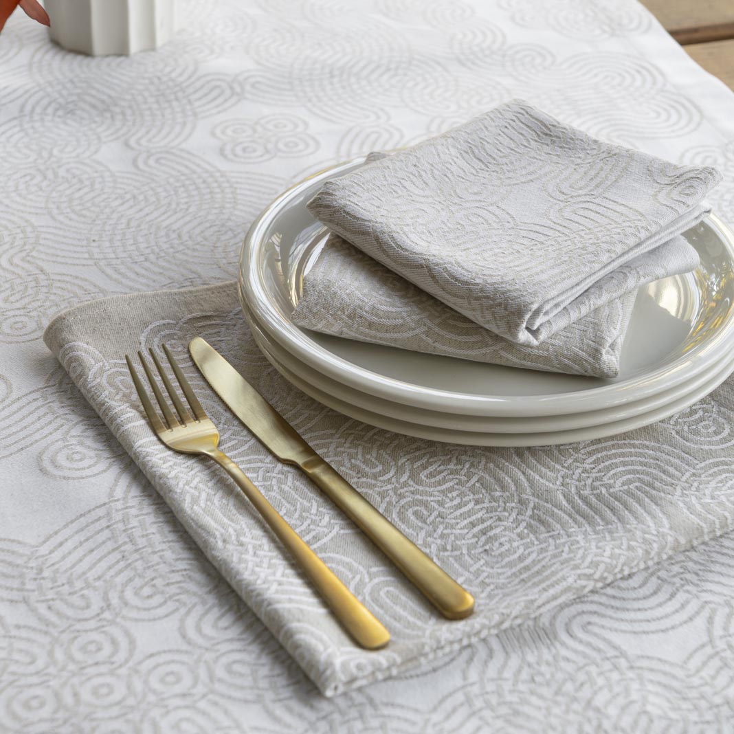 SERVIETTE MÉANDRE LIN/BLANC