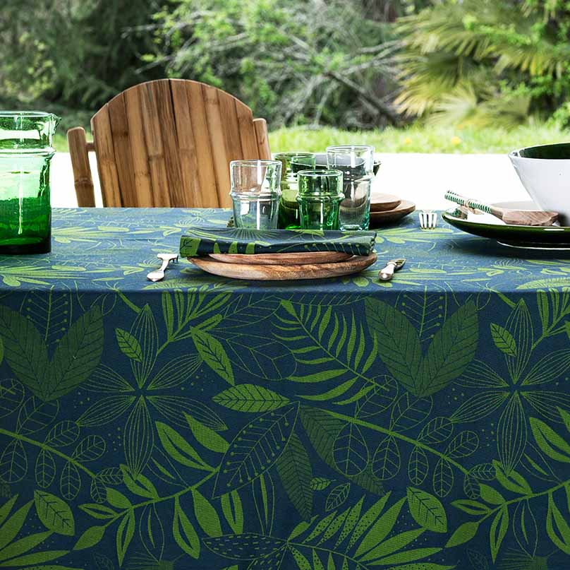 SERVIETTE FEUILLAGE BLEU